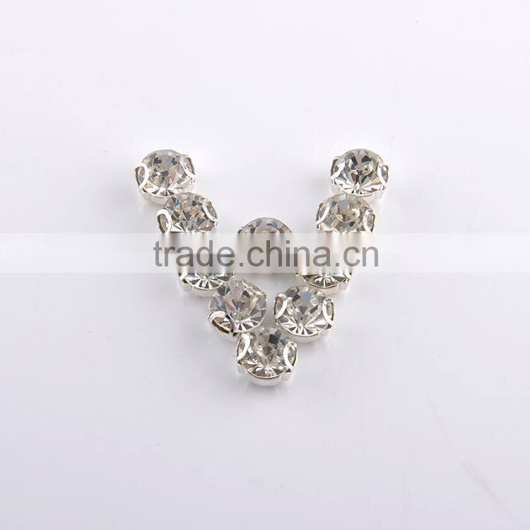 Silver rhinestone single claw sew on rhinestone claw setting crystals