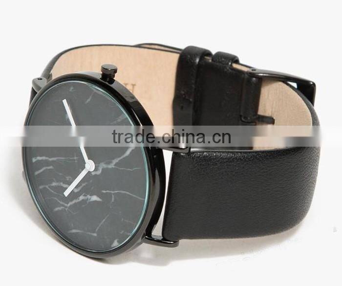 2016 Custom vogue horse marble design steel bezel minimalist watch men with quartz movement