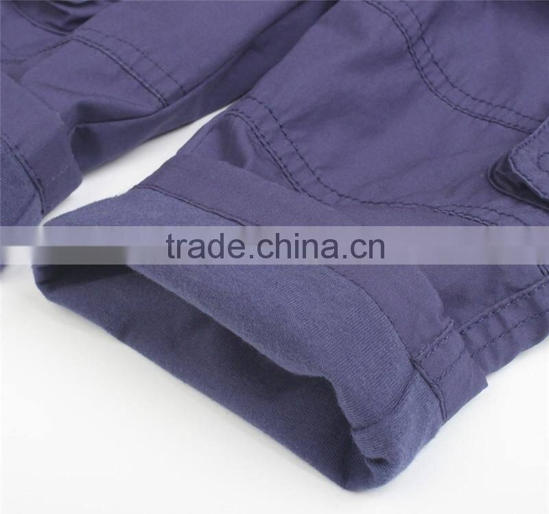 jacquard rib waist band cotton cargo pants for girls