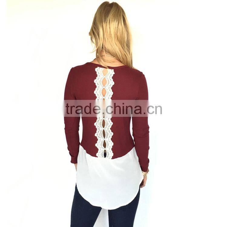 Crimson and Cream Vintage Embroider Top Wholesale Lady Blouse