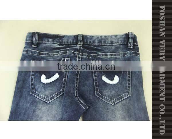 ladies jeans pent middle washing effect