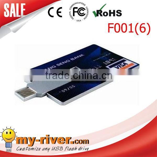 2016 wholesale Customized logo full capacity bulk waterproof credit card USB Flash Drive 2.0USB 1GB 2GB