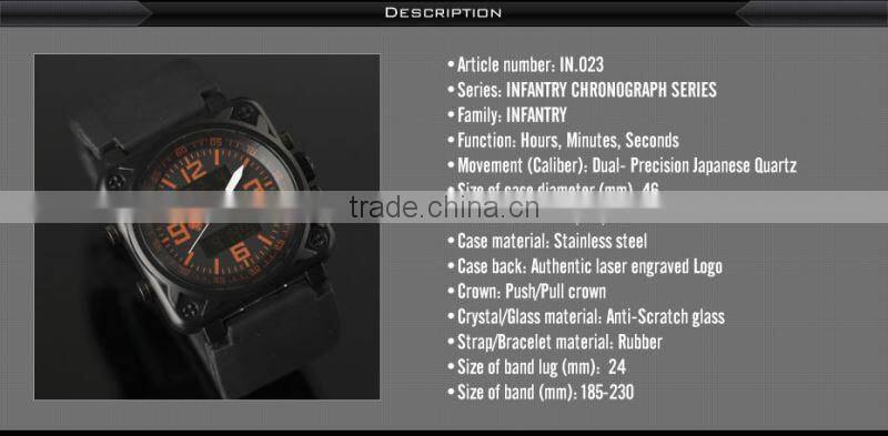 INFANTRY Fashion Sport Chronograph Quartz Auto Date Watch