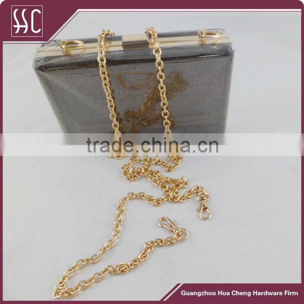 (Guangzhou China)gun metal plated metal chain with small snap hook,decorative metal chain for single shoulder bag