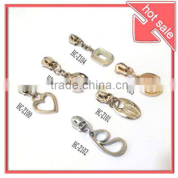 wholesale decorative metal zipper pullers, metal zipper sliders