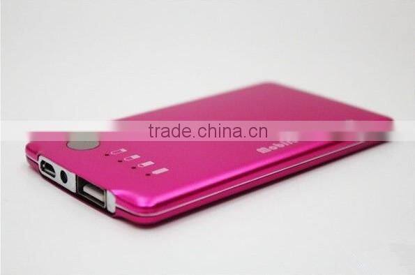 Free Sample for order ultra thin power bank 2000mAh credit card size 2014 new products