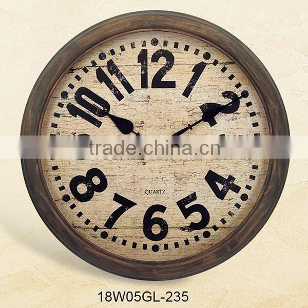 2016 Antique wooden vintage shabby design wall clock (18W05GL-235)