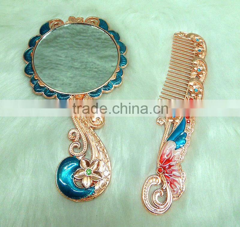 Promotion gift rose gold makeup mirror set/rose gold makeup compact mirror set