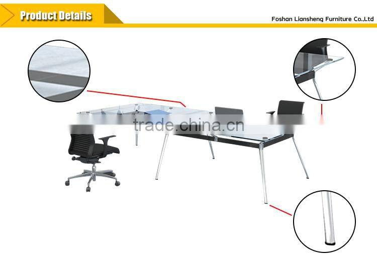 Hot selling unique design clear glass conference table