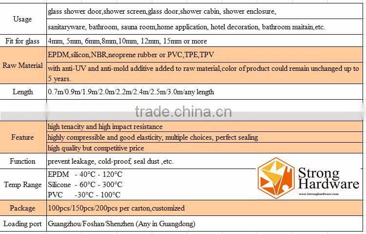 Round strip ,shower glass door PVC waterproof , glass door plastic seal strip