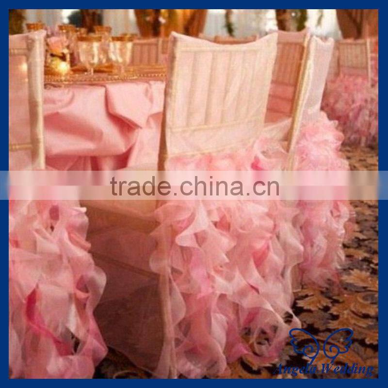 CH005R wholesale custom made fancy organza ruffled curly willow mixed color wedding chair covers
