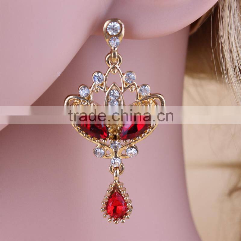 New Product 2015 Fashion Women Vintage Red Bridal Earrings
