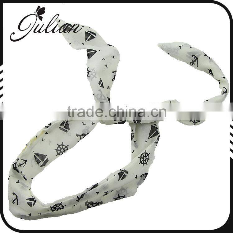 Fashion Bandana Chiffon Dolly Bow Headband,Flexible Wire Twisted Hair Band,Rabbit Ears Bow Headwrap For Girls FHEHA0236