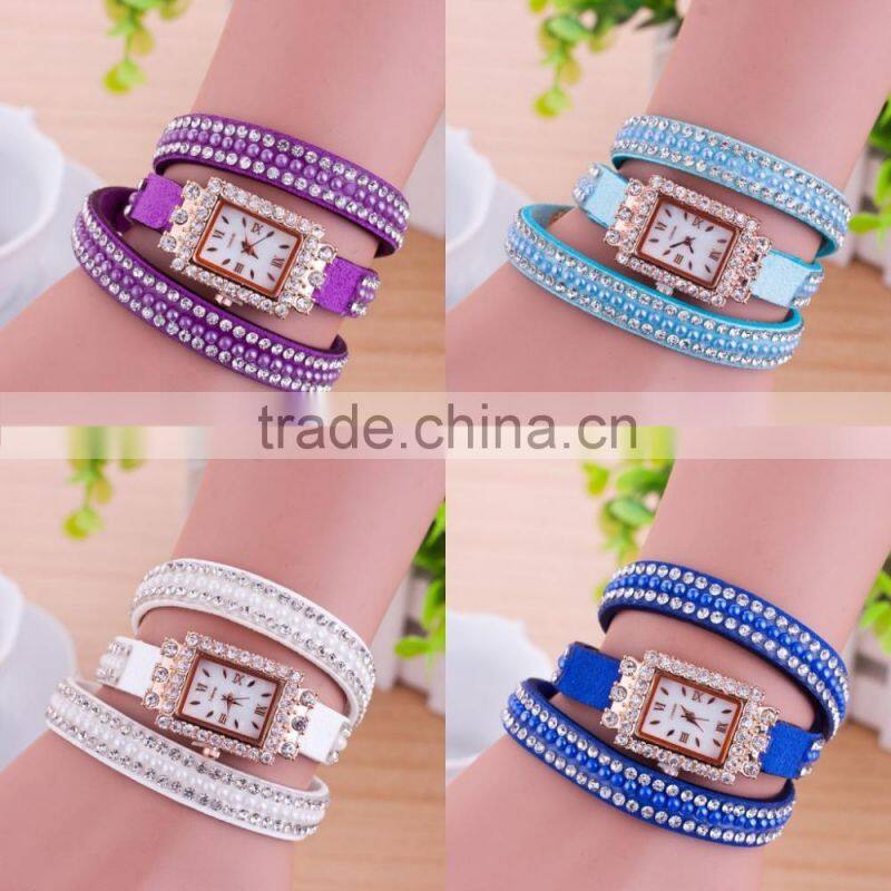 In Stock Geneva Perempuan Dots Kain Syal Band Circum Analog Pergelangan Kuarsa Menonton