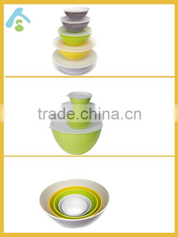 wholesale melamine salad bowl set with plastic lid
