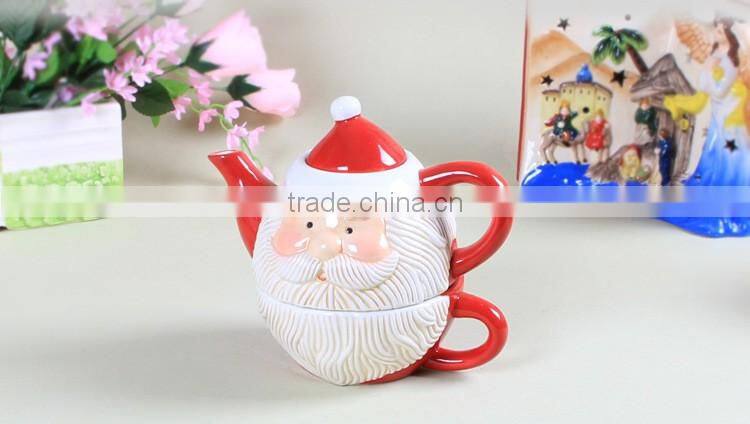 Creative Customized Christmas Santa Ceramics Tea Set and Milk Pot Set