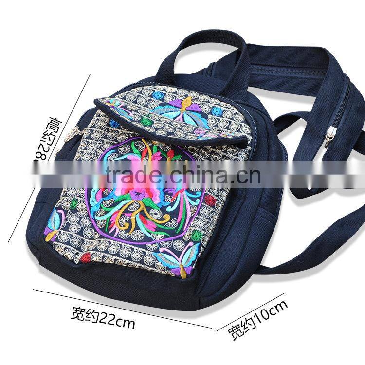 Delicate ethnic embroidery girls' backpack bag/Ladies shoulder bag fashion canvas beauty bags backpack