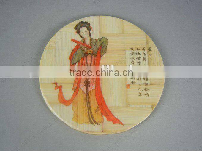Set of 6 Vintage Bamboo Dinner Pads China Chinese Picture Asian Style Coaster
