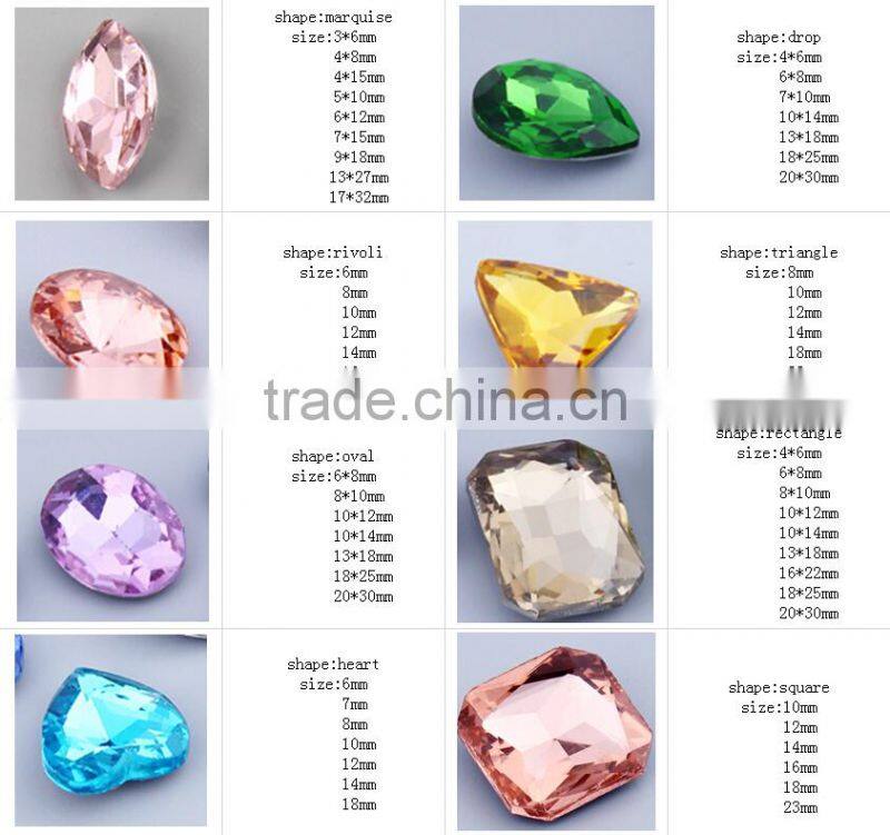 Hot sale lead free sharp drop shaped loose crystal stone for nails