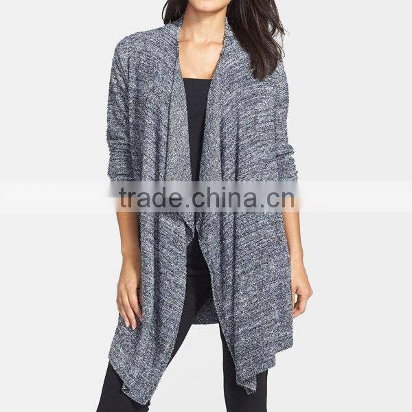 15STC6718 drape front bamboo knitted cardigan