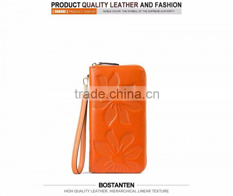 hand bag wallet women zipper genuine leather wallet with cell phone and coin pocket