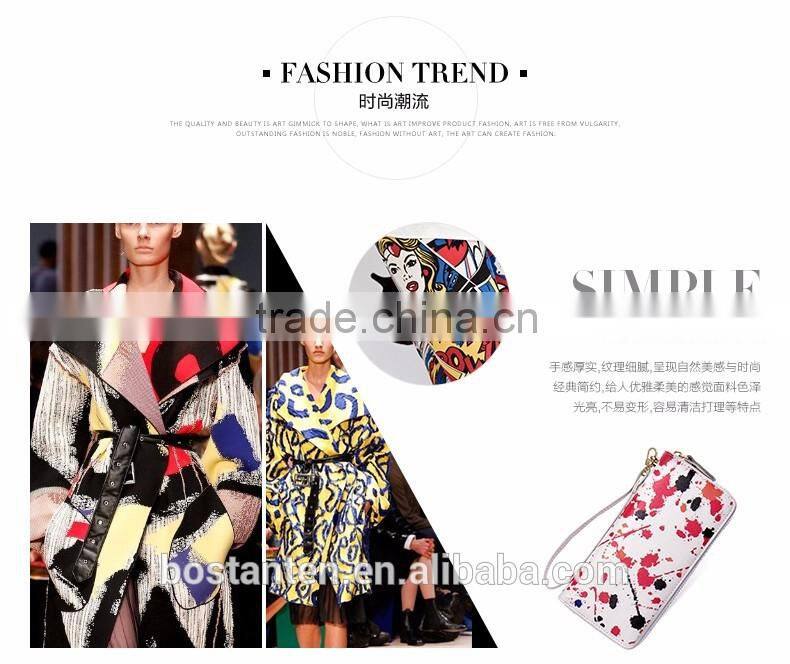 zipper nice painting evening clutch women wallet leather with hand strap