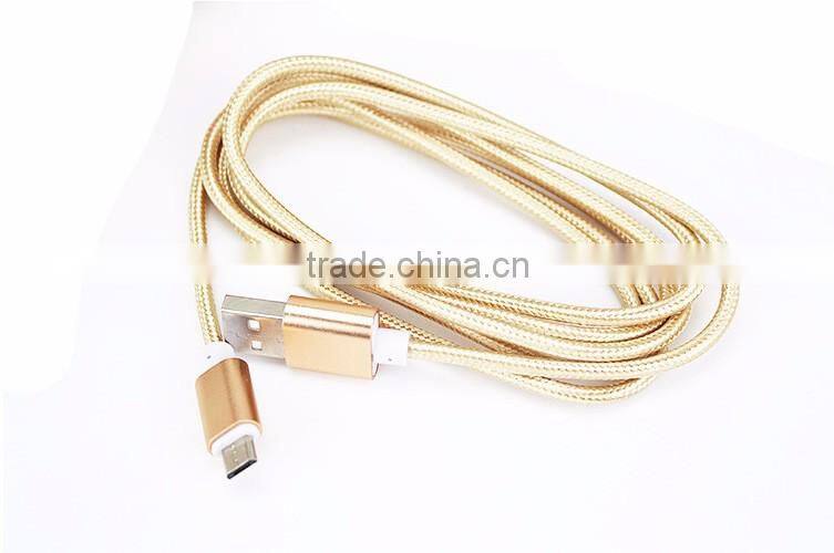 Nylon Woven USB Cable for V8 usb cable pigtail for samsung andriod phone cable