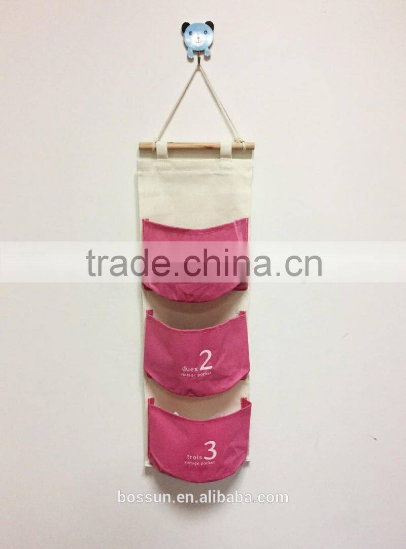 Household used hang bag hanging wall pocket storage with 3 pocket