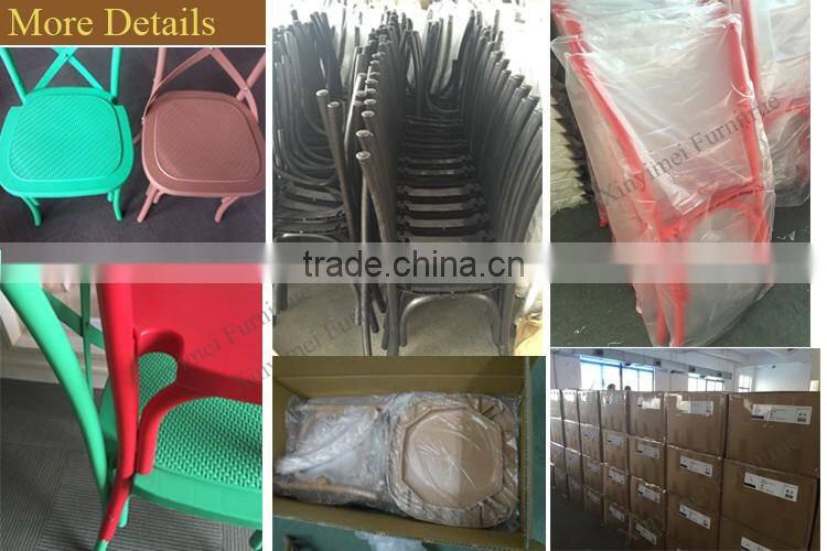 New coming colorful cross back plastic X back chair,metal cross chair