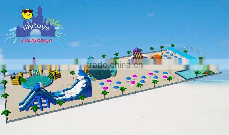 LILYTOYS exciting newest mobie theme water park, SGS commercial amusing park, giant ground inflatable game