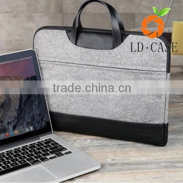 Fashion Business Style Felt Laptop Bag With Leather Handle