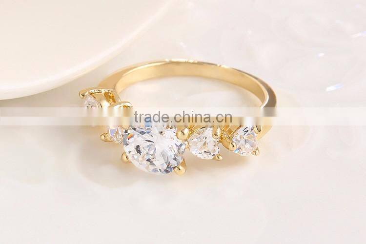 Hot sale 18K real gold plated ring fashion new crystal rings wedding