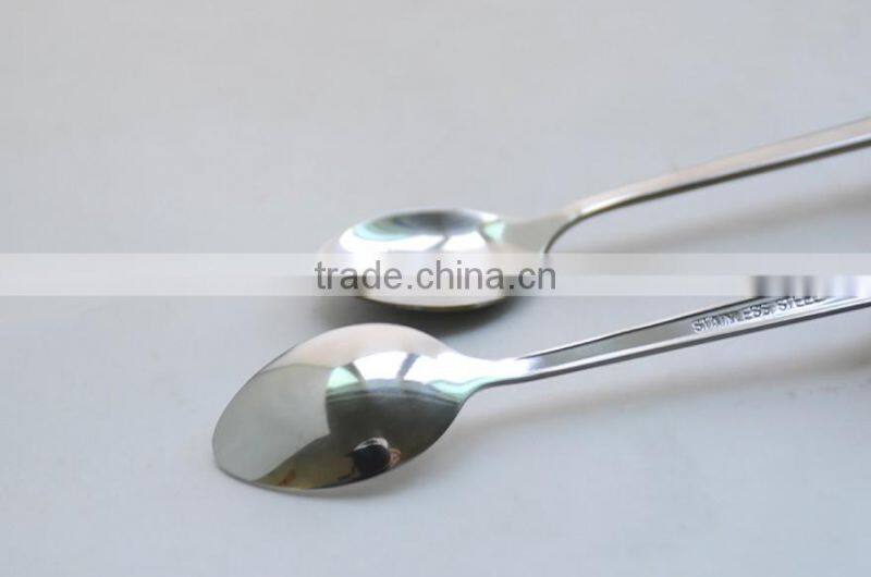 Reusable stainless steel spoon and fork set with poly handle for dessert