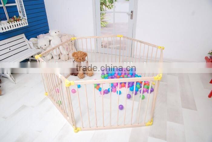 New Model 6 Panel Side Foldable wooden baby playpen