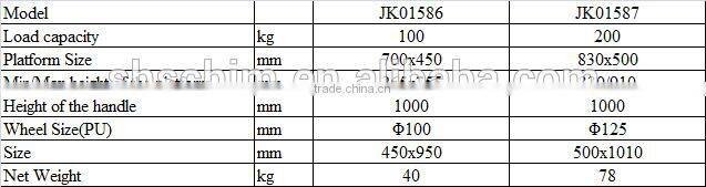 2016 new China factory price 200kg mobile stainless lift Table