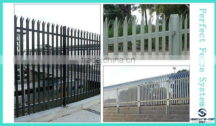 Powder coated palisade fence with colorful design