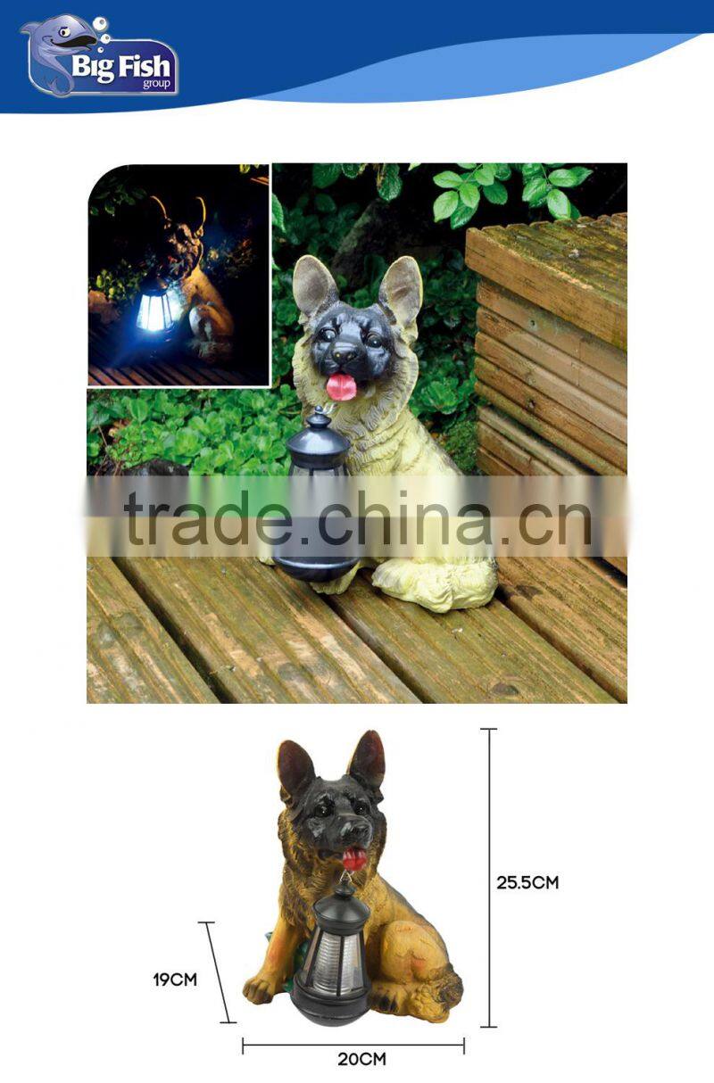 Solar powered polyresin Animal dog shaped Garden lantern with bright white LED Lights