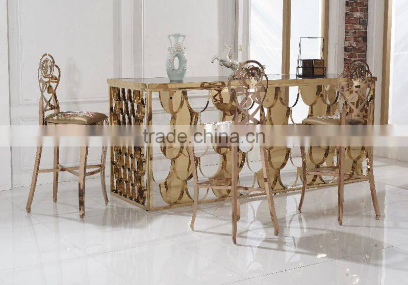 TH396-1 Marble Stainless Steel Rose Gold Dining Table
