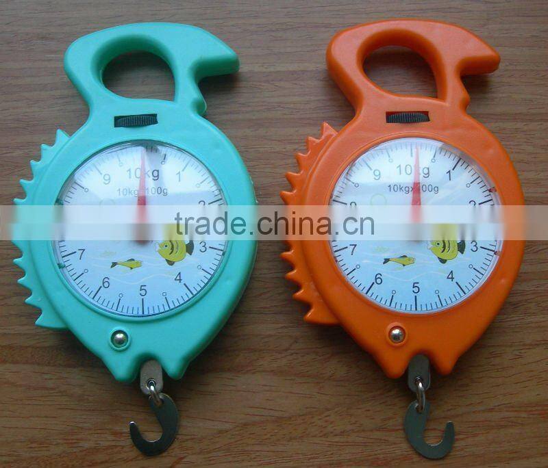Hanging portable logo printed plastic 10kgs spring scale