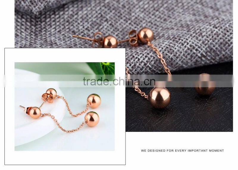 Simple Rose Gold Earring Designs for Women Tiny Long Chain Earrings Stainless Steel Earring