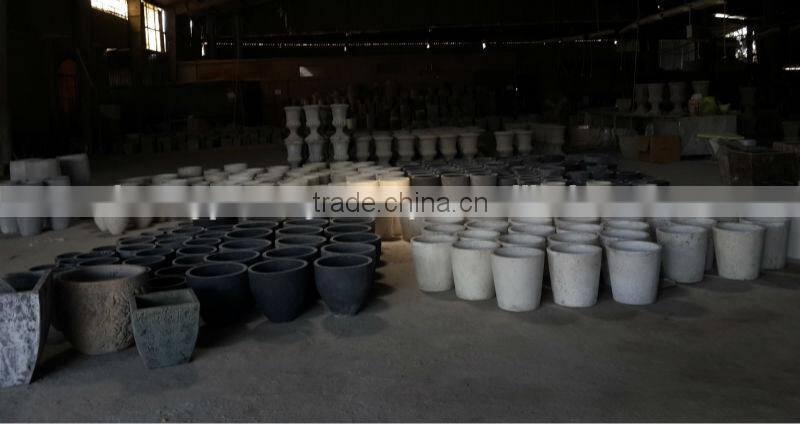 Square Lightweight Cement Planter with Saucer for Flower and Garden Planters from Viet Nam