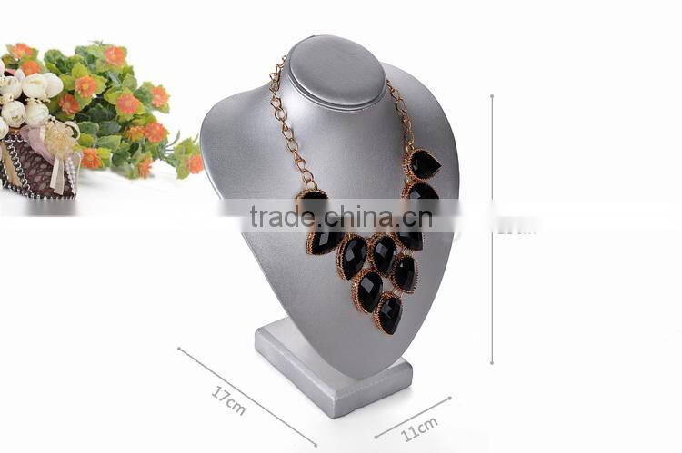 Grey Leather neck stand jewelry display stand