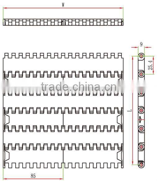 T-1200 High quality radius conveyor belt/flat belt conveyor/flush grid modular belt