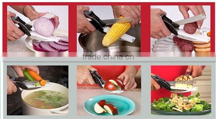 2 in 1 Kitchen Clever Scissors Shears Multi Function Clever Cutter Food Choppers Smart Knife Board Vegetable Slicer