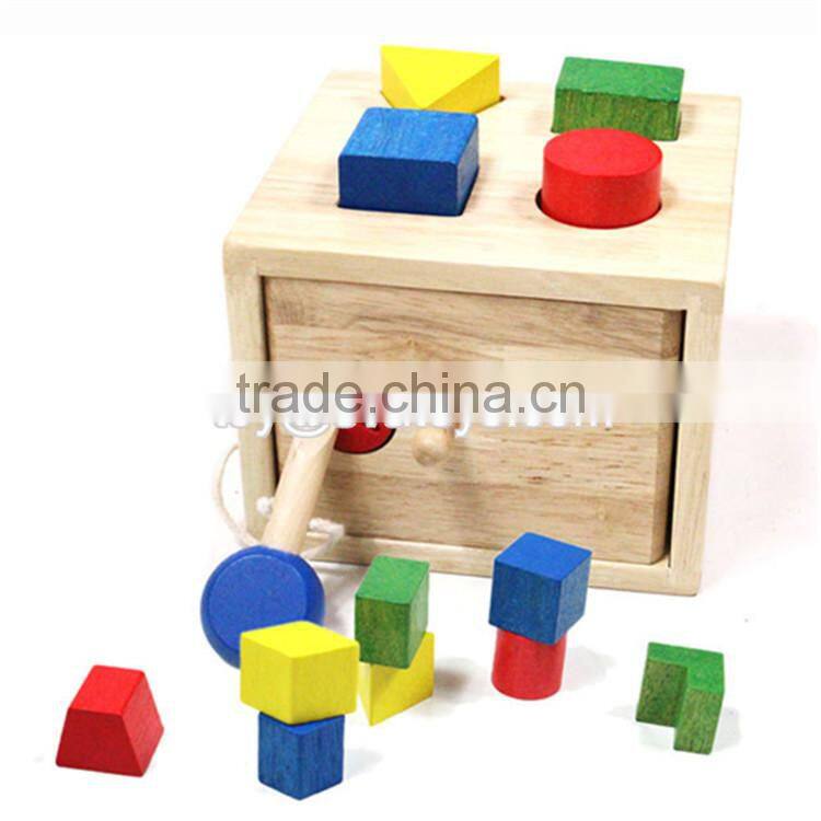 High quality educational kids matching learning wooden shape sorter box W11G003