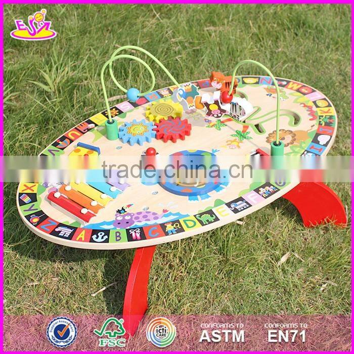 2017 New design multi-function toys wooden toddler activity table W12D065
