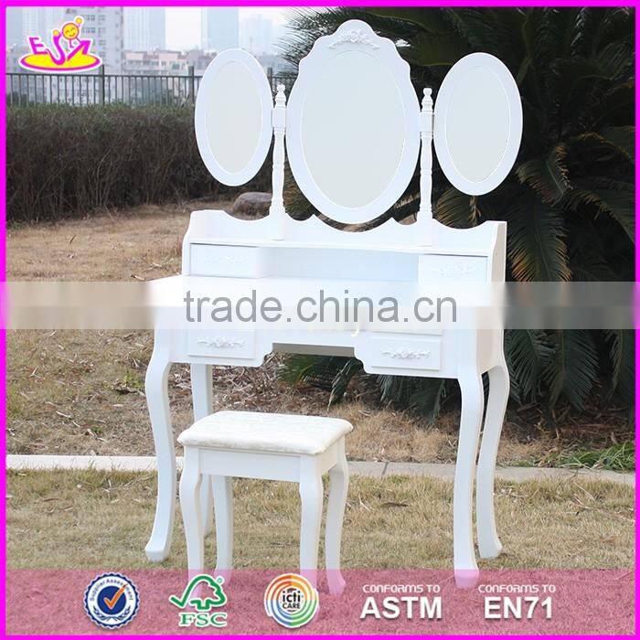 2017 New design youth white folding wooden dressing table W08H076