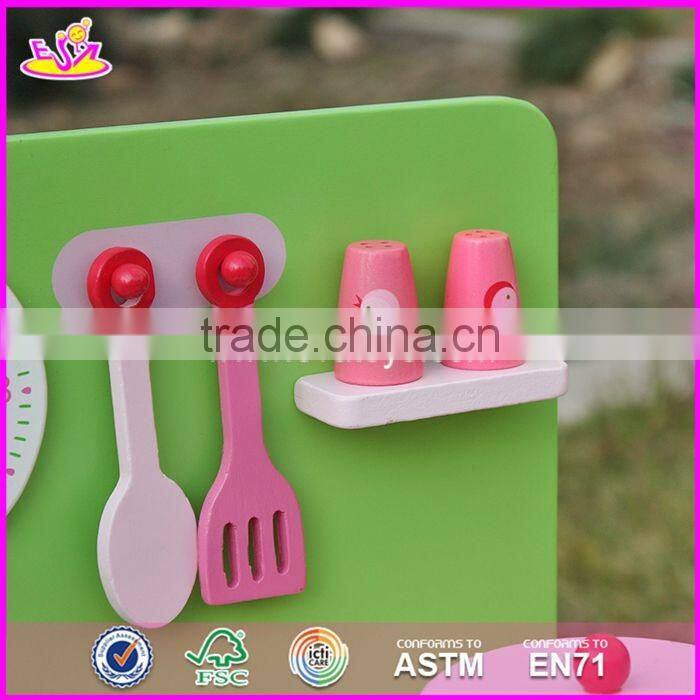 2017 new design mini pink wooden girls play kitchen W10C269