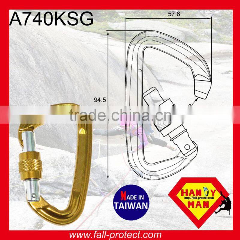 24KN Bent Gate Aluminum Mountain Climbing Carabiner Made in Taiwan