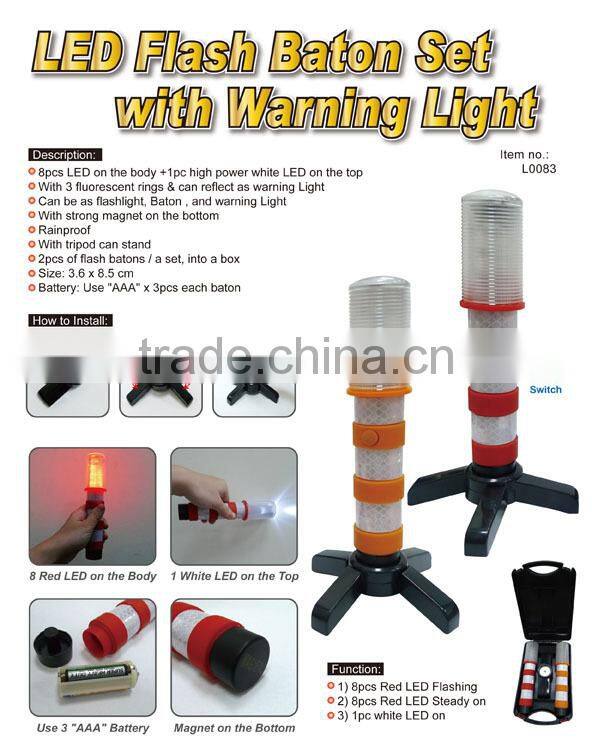 LED Flash Baton Set with Warning Light